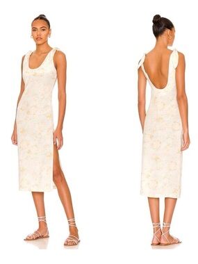 Anna Nata NWT Kaitlyn Blue Glass Shoulder Tie-Strap Midi Dress Size X Large